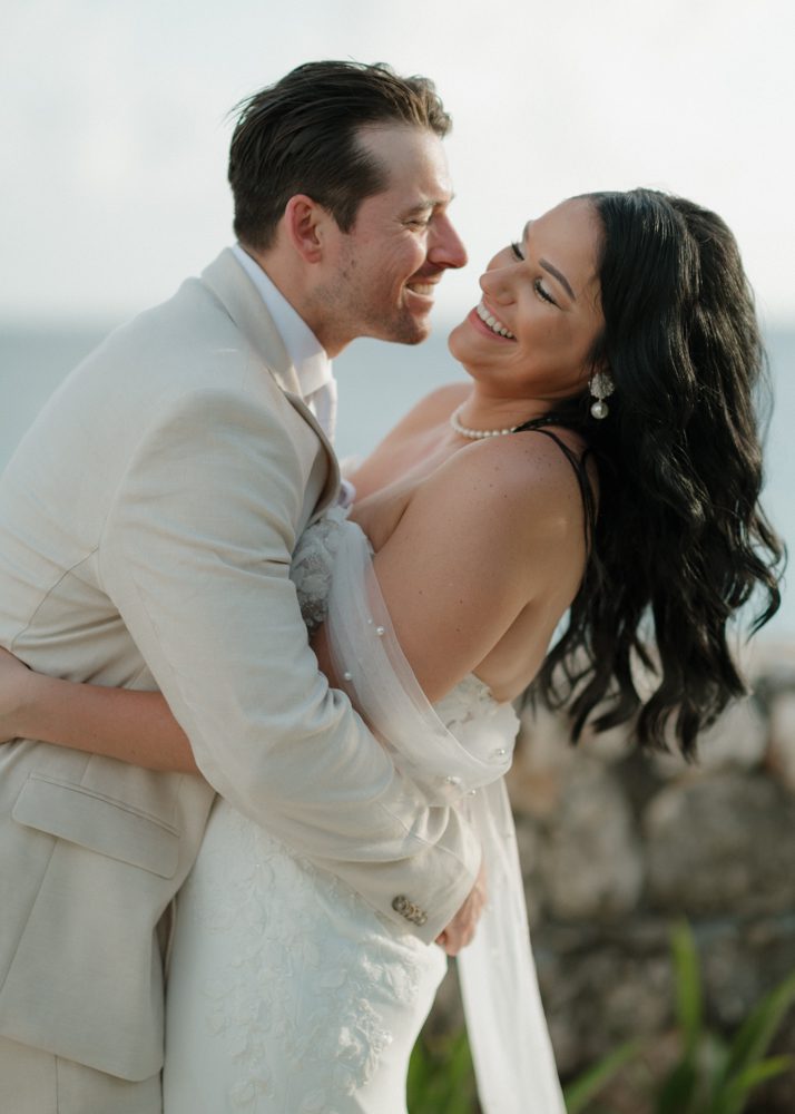 couple during their beach wedding ceremony in st maarten