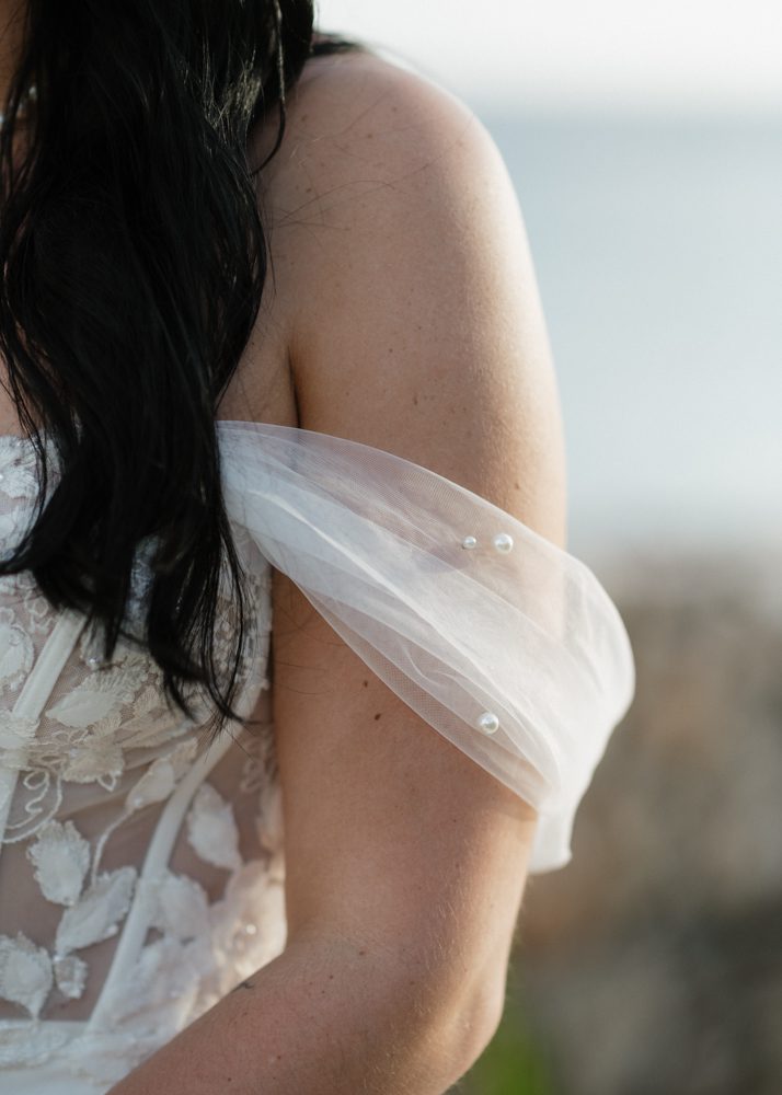canadian bride and dress on beach during elopement