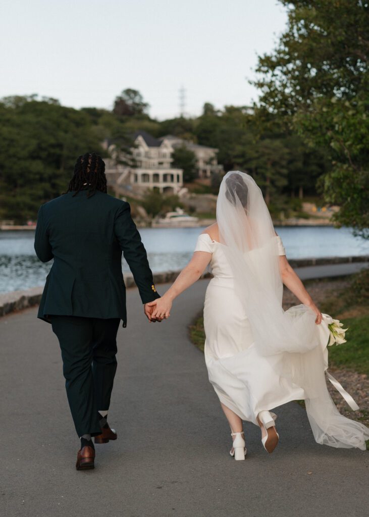 canadian couple along the water during their elopement in halifax