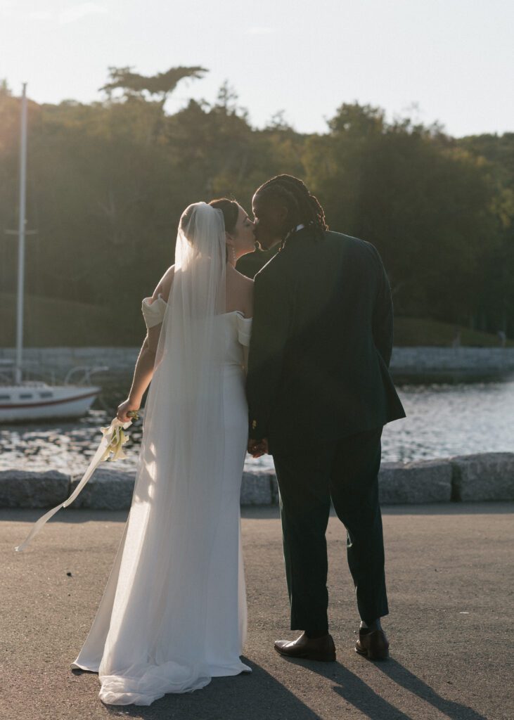 canadian couple along the water during their elopement in halifax