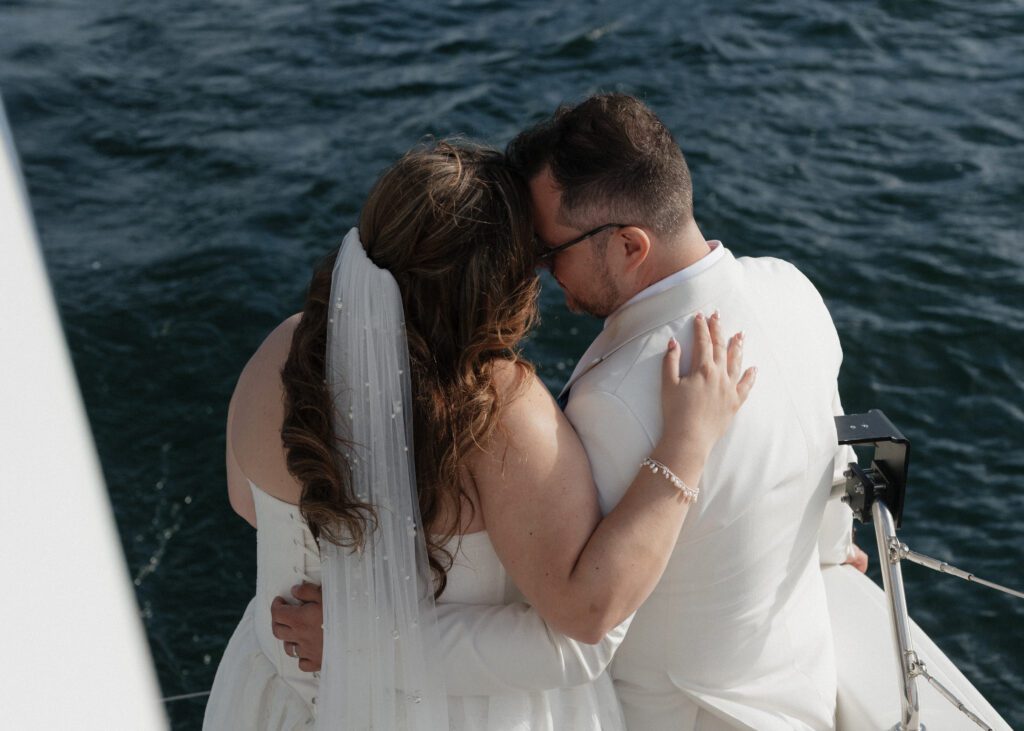 couple on their sailboat elopement in halifax
