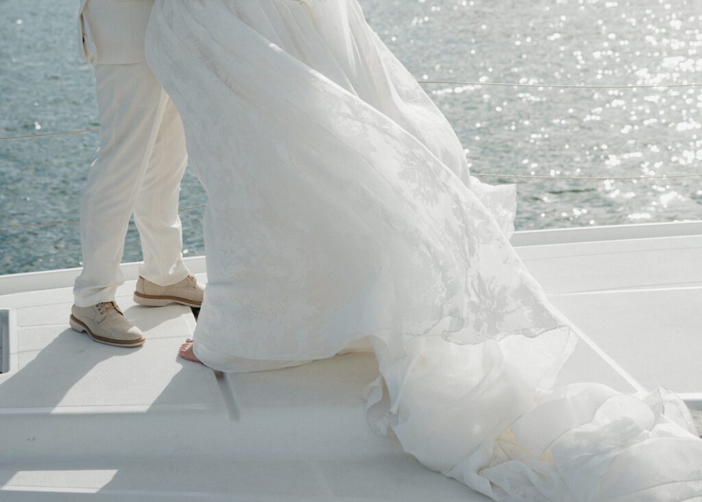 canadians enjoying their sailboat elopement