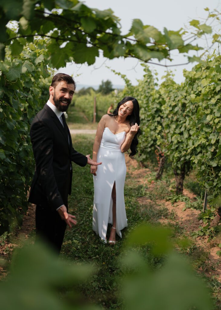 canadian couple in the vineyards in nova scotia