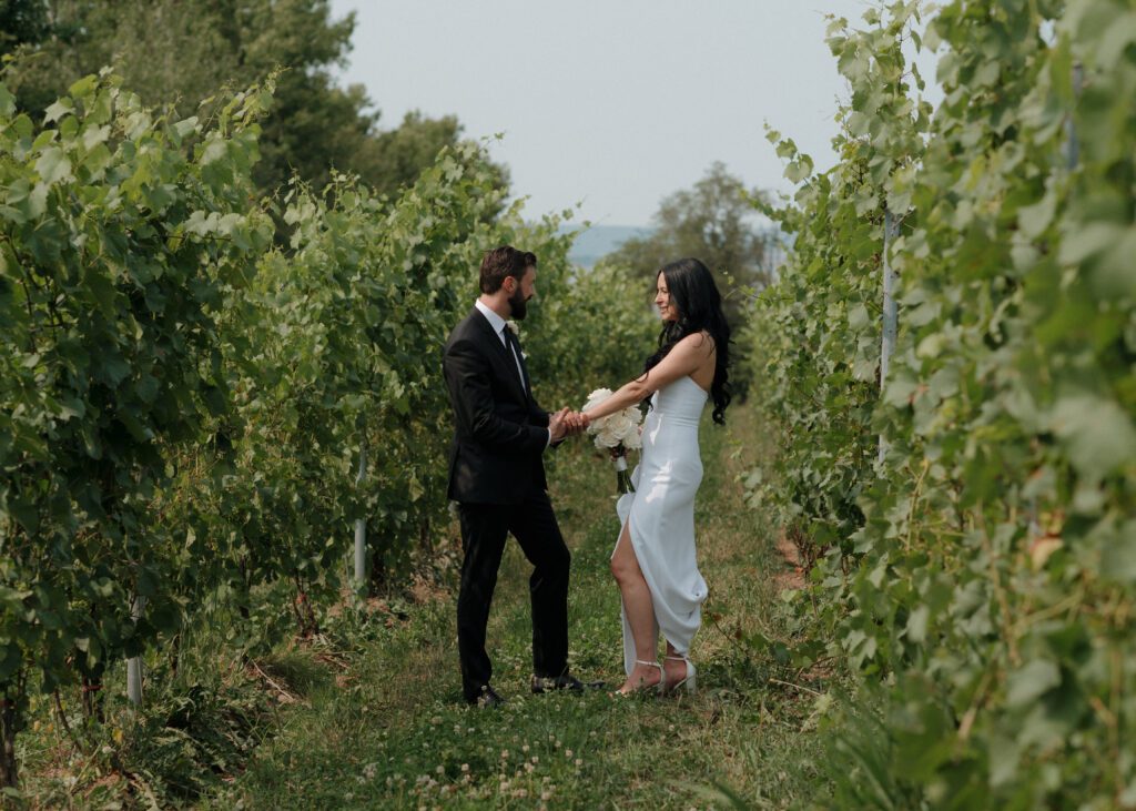 canadian couple in the vineyards in nova scotia