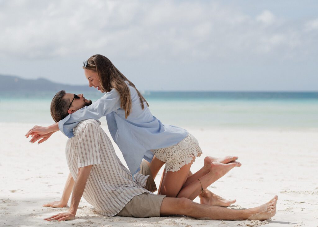 couple enjoying their destination beach time 